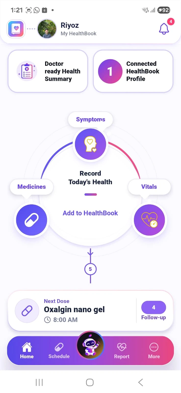 HealthiBit home screen