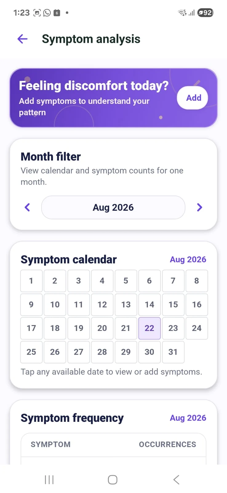HealthiBit symptom analysis