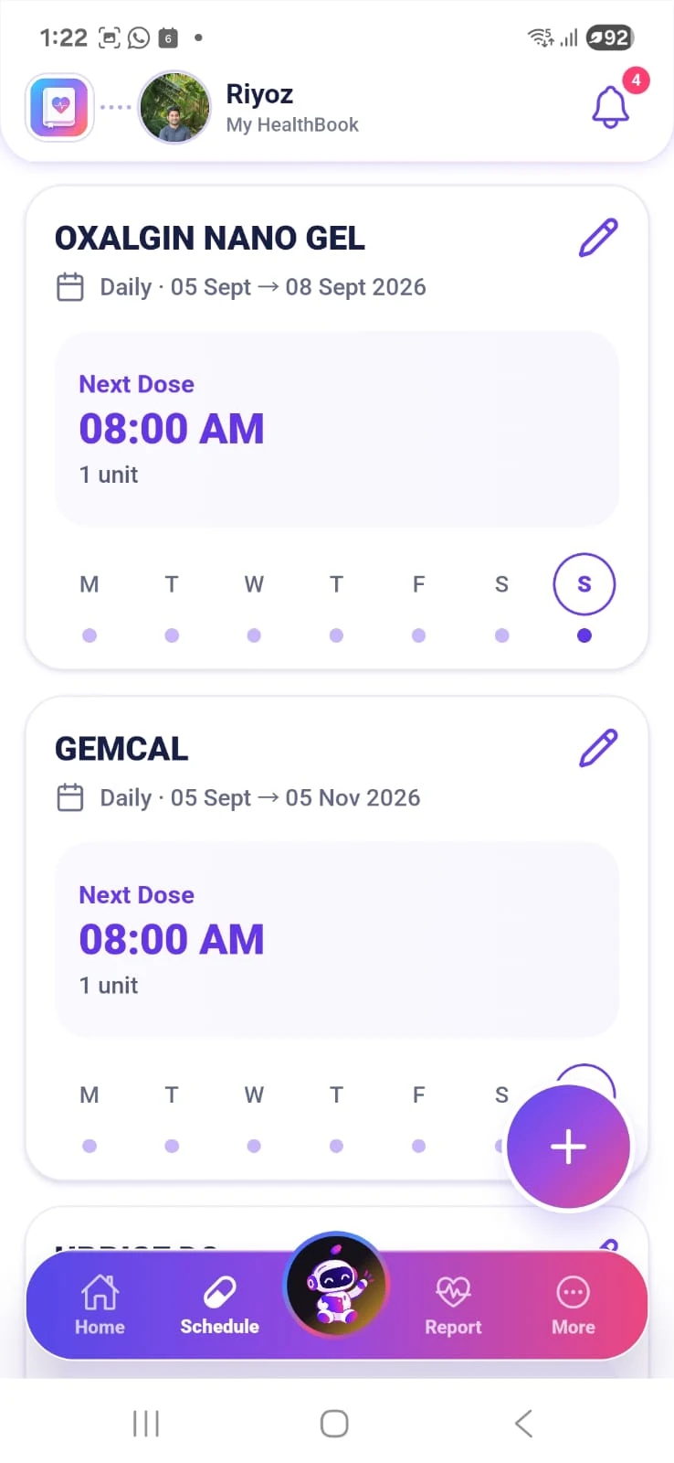 HealthiBit medicine schedule